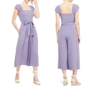 Gal Meets Glam Veronica Dark Wisteria Square Neck Crepe Jumpsuit NWT Size 10